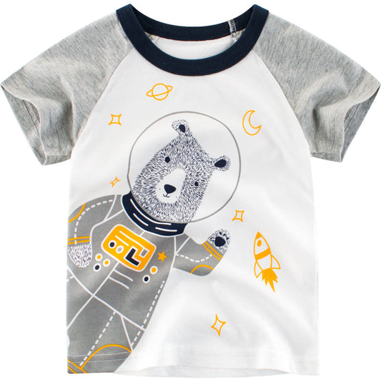 Children's Cartoon T-Shirt – Cute Graphic Print Short Sleeve Top for Kids