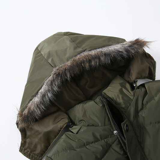 Boys Large Fur Collar Padded Warm Cotton Jacket – Winter Coat