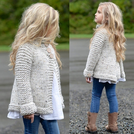 Girls Cardigan Sweater Coat – Warm Knit Outerwear for Kids