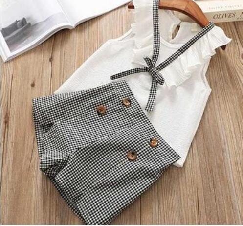Girls' Summer Clothing Set – Big Bow T-Shirt & Shorts for Kids