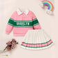 Toddler Girls 2-Piece Outfit – Colorblock Letter Print Sweatshirt & Pleated Skirt Set