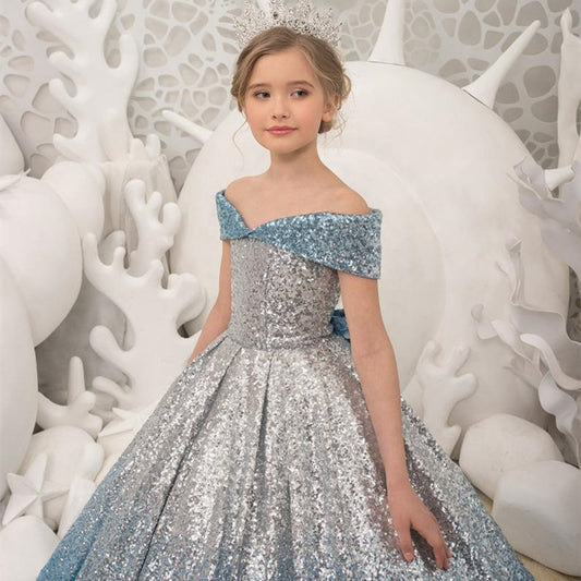 Girls Long Tail Dress – Elegant Party & Special Occasion Dresses for Kids