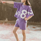 Girls Loose Sports Two-Piece Set – Big Kids Short-Sleeve Top & Shorts Outfit