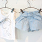 AiLe Rabbit Girls Fashion Clothes Set – Cotton Short Sleeve Shirt & Skirt 2-Piece Outfit with Cartoon Bow Print