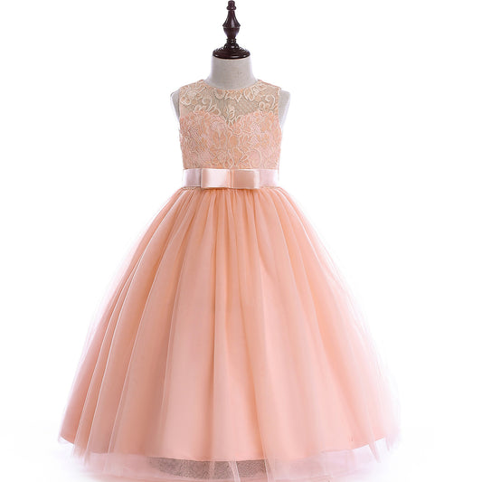 Girls Lace Wedding Dress – Elegant Flower Girl Pettiskirt Outfit for Big Kids