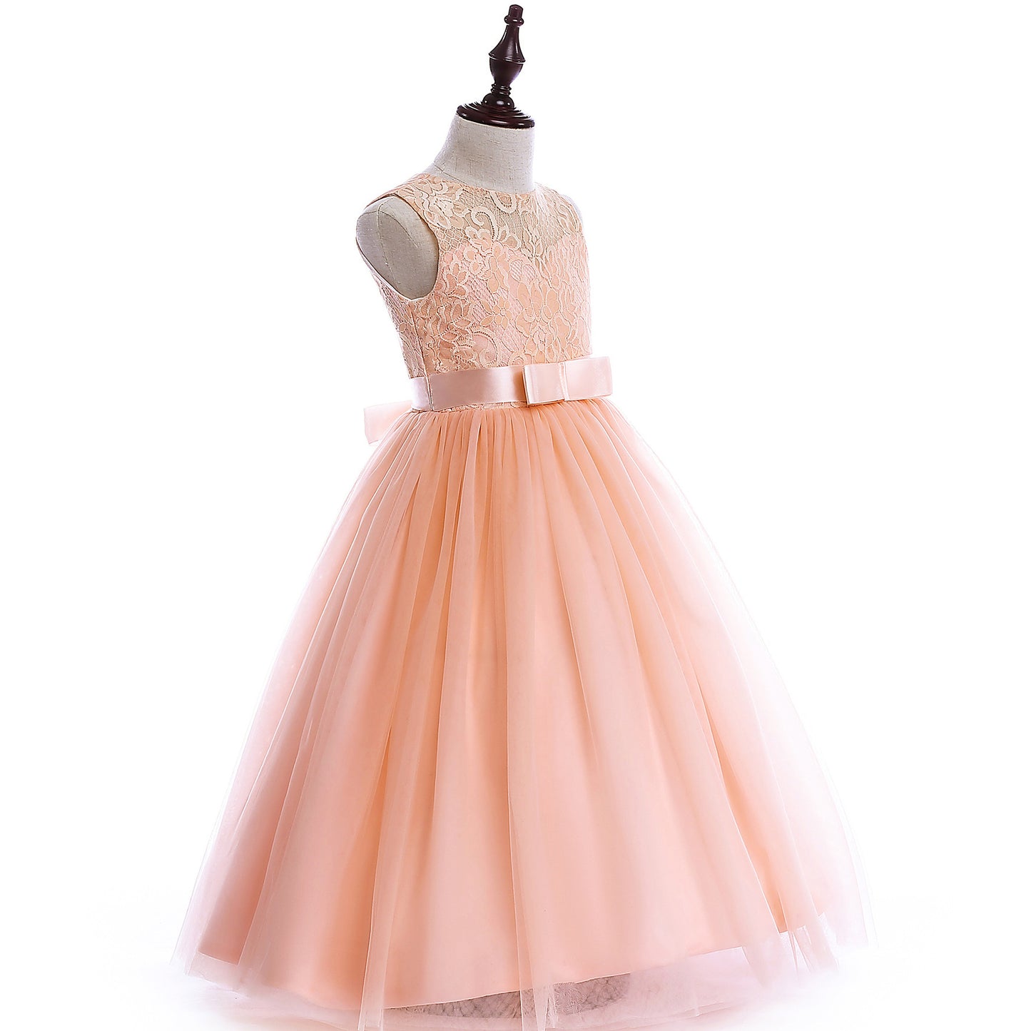 Girls Lace Wedding Dress – Elegant Flower Girl Pettiskirt Outfit for Big Kids