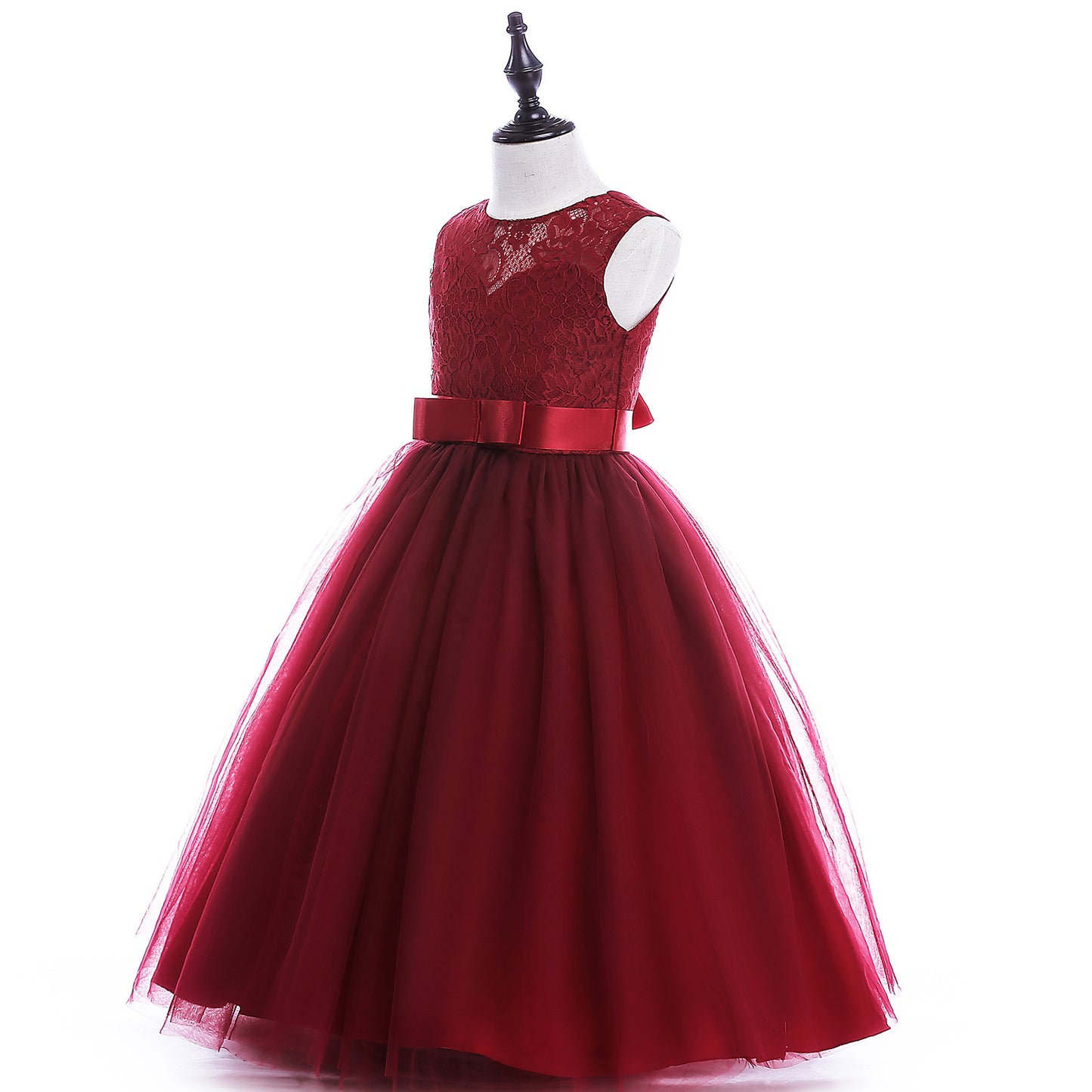 Girls Lace Wedding Dress – Elegant Flower Girl Pettiskirt Outfit for Big Kids