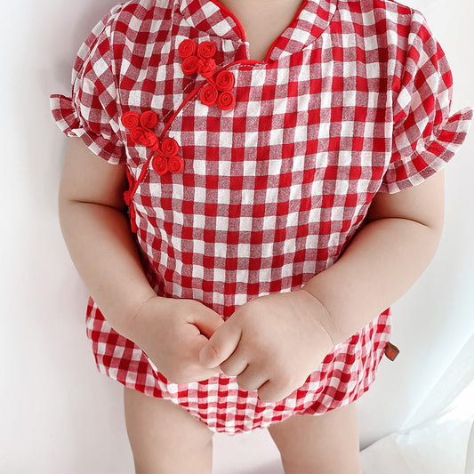 Baby Cheongsam Jumpsuit – Traditional Chinese Costume Climbing Outfit for Kids