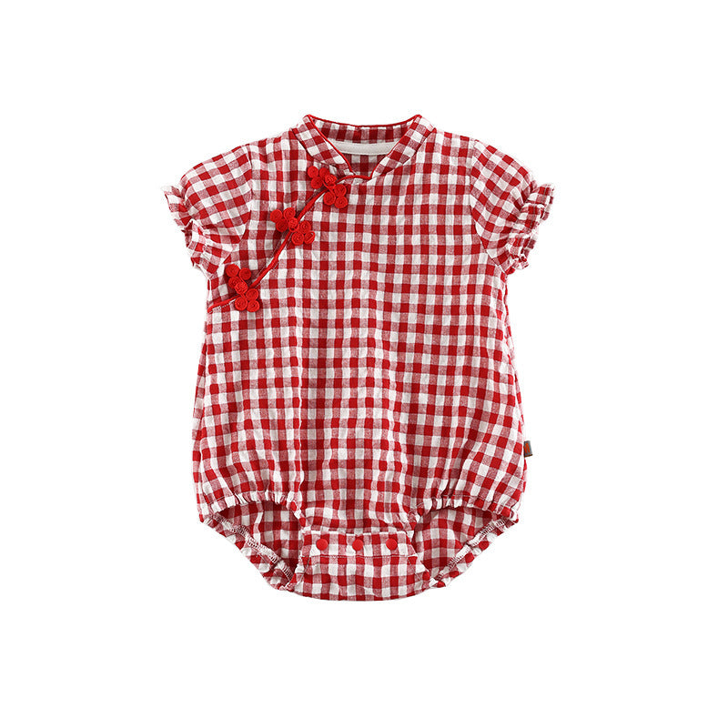 Baby Cheongsam Jumpsuit – Traditional Chinese Costume Climbing Outfit for Kids