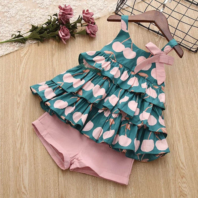 Kids Girls Clothing Set – Baby Girl T-Shirt & Shorts Suit