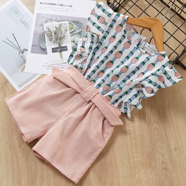 Kids Girls Clothing Set – Baby Girl T-Shirt & Shorts Suit