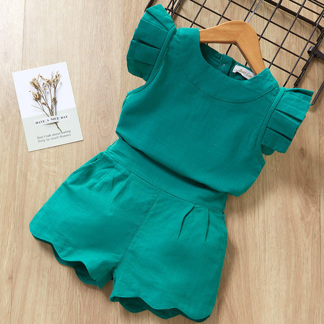 Kids Girls Clothing Set – Baby Girl T-Shirt & Shorts Suit