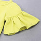 Girls Cotton Yellow Letter T-Shirt and Jeans Set – Casual Kids Clothing Outfit