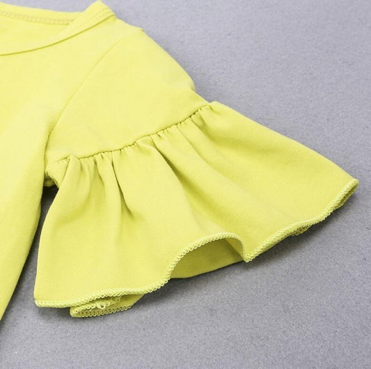 Girls Cotton Yellow Letter T-Shirt and Jeans Set – Casual Kids Clothing Outfit