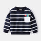 Boys Spring Striped Sweater – Casual Loose Cotton Pullover with Round Neck