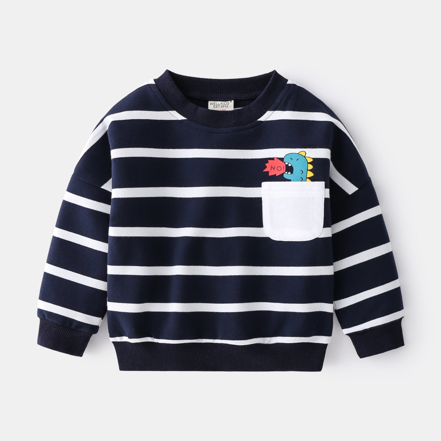 Boys Spring Striped Sweater – Casual Loose Cotton Pullover with Round Neck