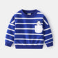 Boys Spring Striped Sweater – Casual Loose Cotton Pullover with Round Neck