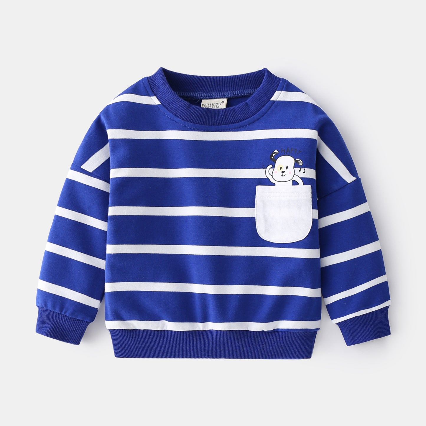 Boys Spring Striped Sweater – Casual Loose Cotton Pullover with Round Neck