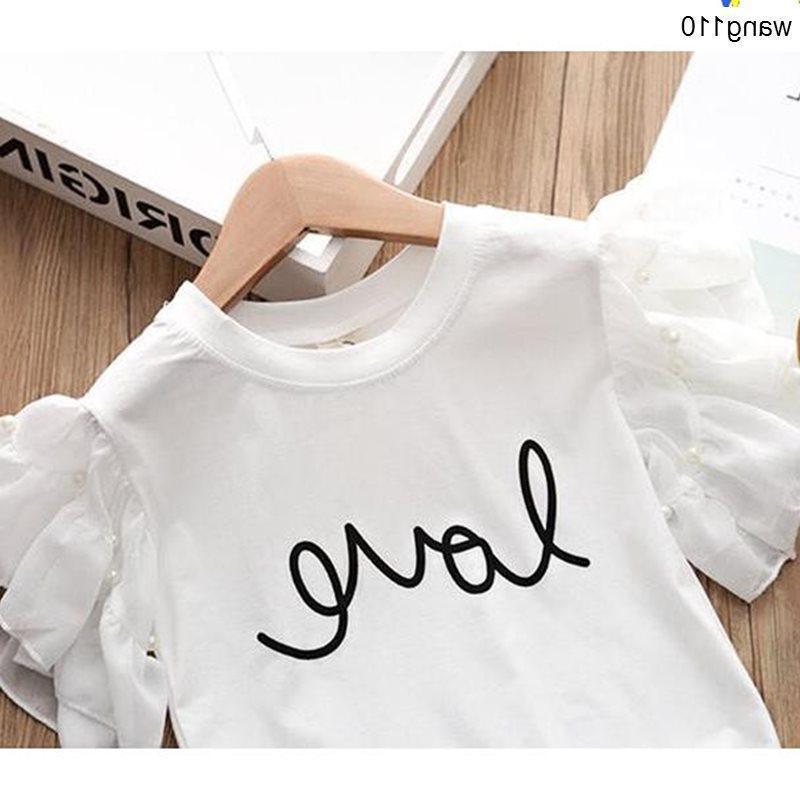 Summer Kids Girls Clothing Set – 2PCS T-Shirt & Hole Pants Outfit