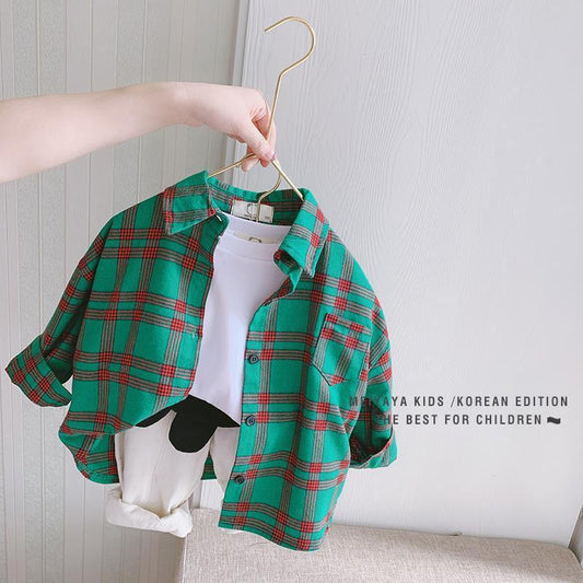 Baby & Kids Plaid Shirt – Long Sleeve Button-Up for Boys & Girls