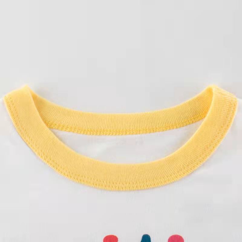 Girls Alphabet Print T-Shirt – Cute Cartoon Short-Sleeve Top