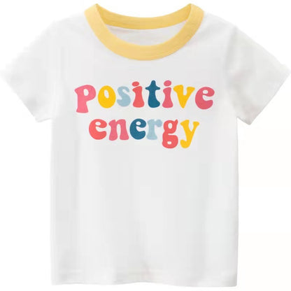 Girls Alphabet Print T-Shirt – Cute Cartoon Short-Sleeve Top