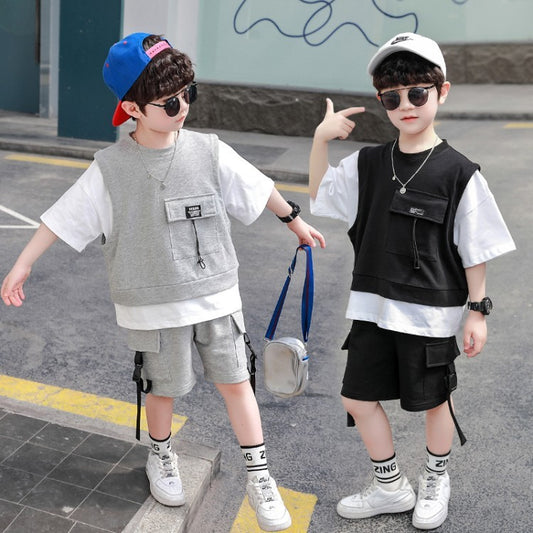 Boys Summer Overalls – Short-Sleeved Children’s Clothing Outfit for Kids