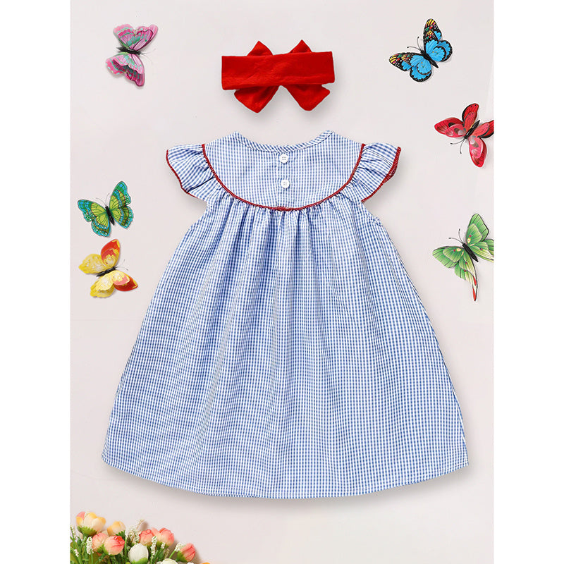 Baby Girls 4th of July Dress – Gingham American Flag Color Block Outfit