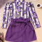 Toddler Girl Outfit Set – Purple Rose Print Top & Belted Skirt | Spring/Fall Holiday Clothes