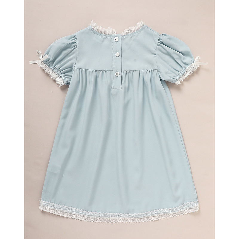 Toddler Girl Summer Princess Party Dress – Lace Puff Sleeve Outfit