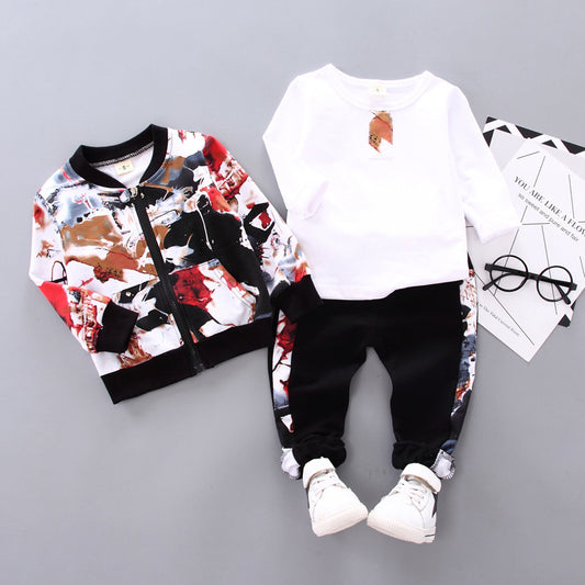 Boys’ Autumn & Winter 3-Piece Outfit – Handsome Kids Clothes