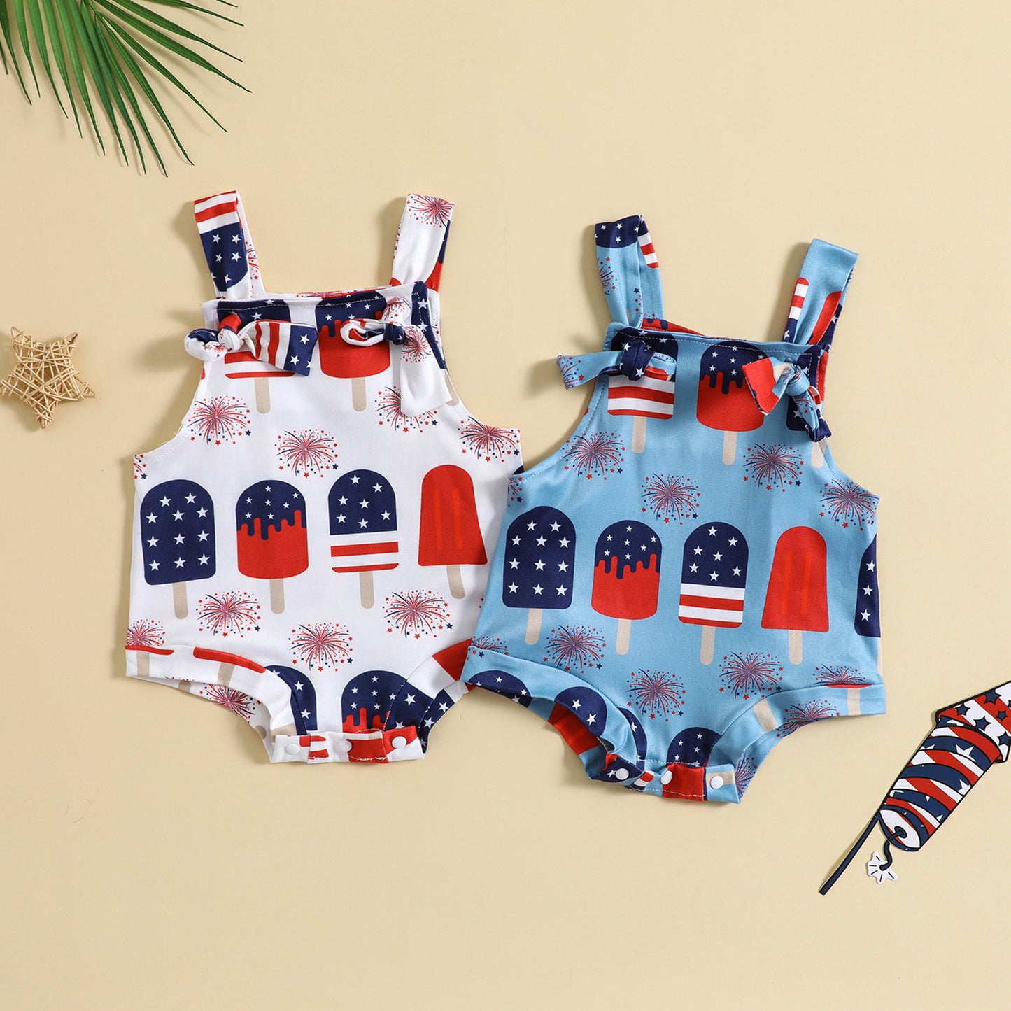 Baby Suspender Pants – Front-Knot Printed Overalls for Boys & Girls