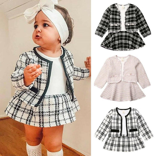 Baby Girl Two-Piece Dress – Long Sleeve Outfit | Soft Incense Wind Style