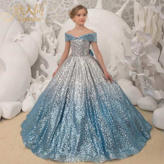 Girls Long Tail Dress – Elegant Party & Special Occasion Dresses for Kids