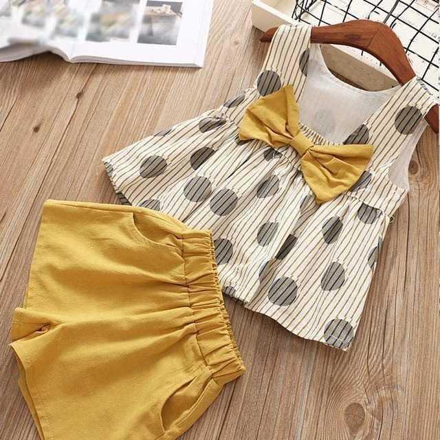 Girls' Summer Clothing Set – Big Bow T-Shirt & Shorts for Kids