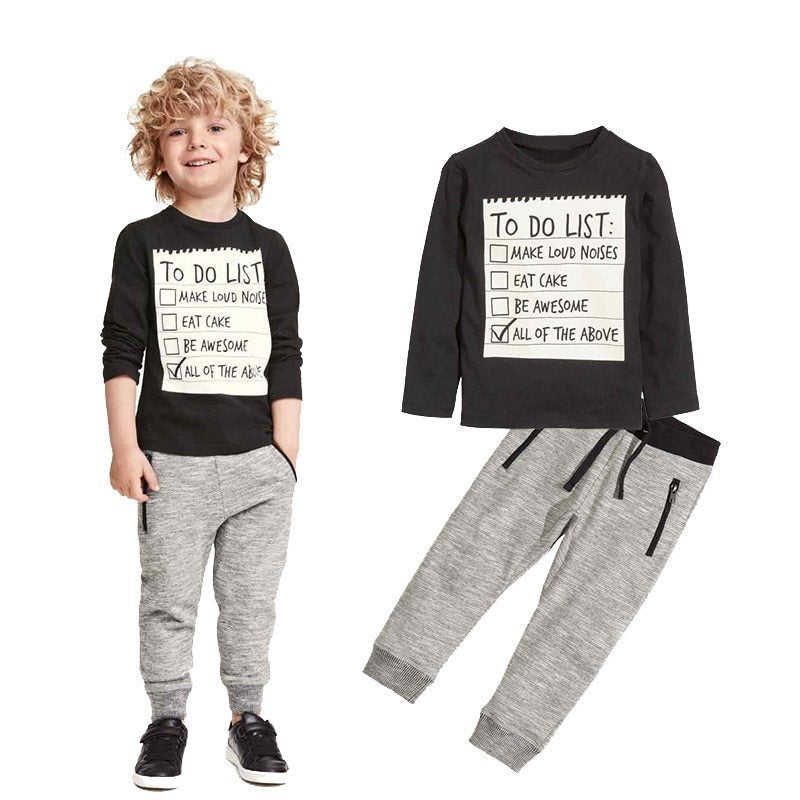 Kids Boys Clothing Set – Baby Boy 2PCS Cotton T-Shirt & Pants Suit (3-7 Years)