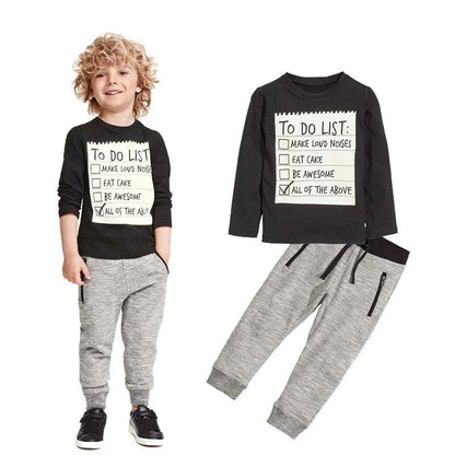 Kids Boys Clothing Set – Baby Boy 2PCS Cotton T-Shirt & Pants Suit (3-7 Years)
