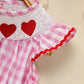 Baby Girls' Valentine's Day Dress - Pink Plaid with Heart Embroidery & Smocked Ruffle Sleeves