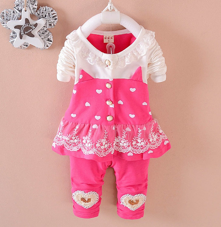 Baby Girl Tracksuit Set – 2-Piece Toddler Outfit with Top and Pants | BibiCola Kids Clothing