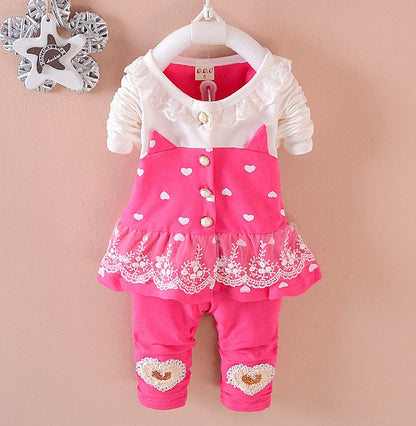 Baby Girl Tracksuit Set – 2-Piece Toddler Outfit with Top and Pants | BibiCola Kids Clothing