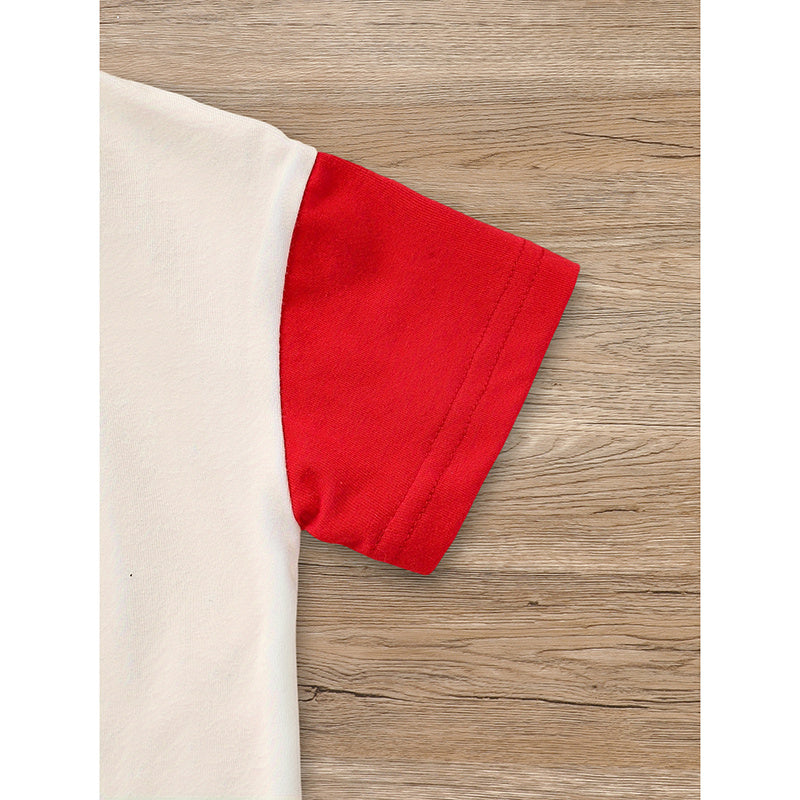 Infant Baby Boy 4th of July Outfit – USA Letter Print Color Block T-Shirt & Shorts Set