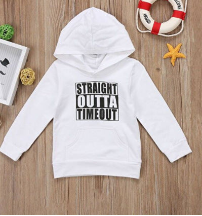 Kids' Hooded Sweater with Letter Print – Casual Pullover for Boys & Girls