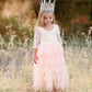 Girls White Princess Dress – Long Sleeve Lace Hollow Skirt | Autumn & Winter Irregular Dress for Kids