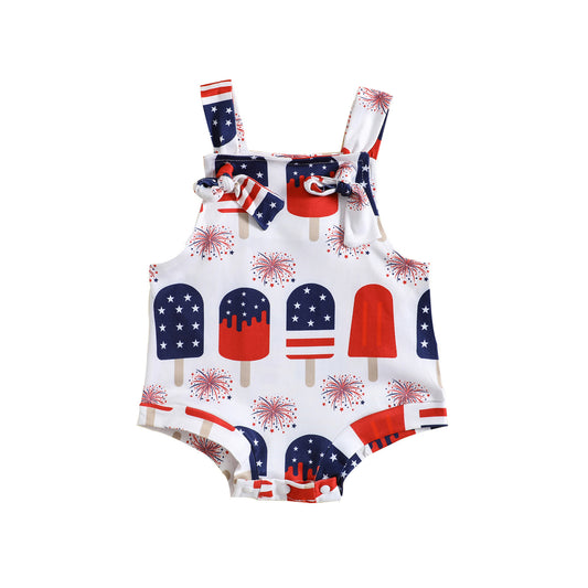Baby Suspender Pants – Front-Knot Printed Overalls for Boys & Girls