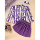 Toddler Girl Outfit Set – Purple Rose Print Top & Belted Skirt | Spring/Fall Holiday Clothes