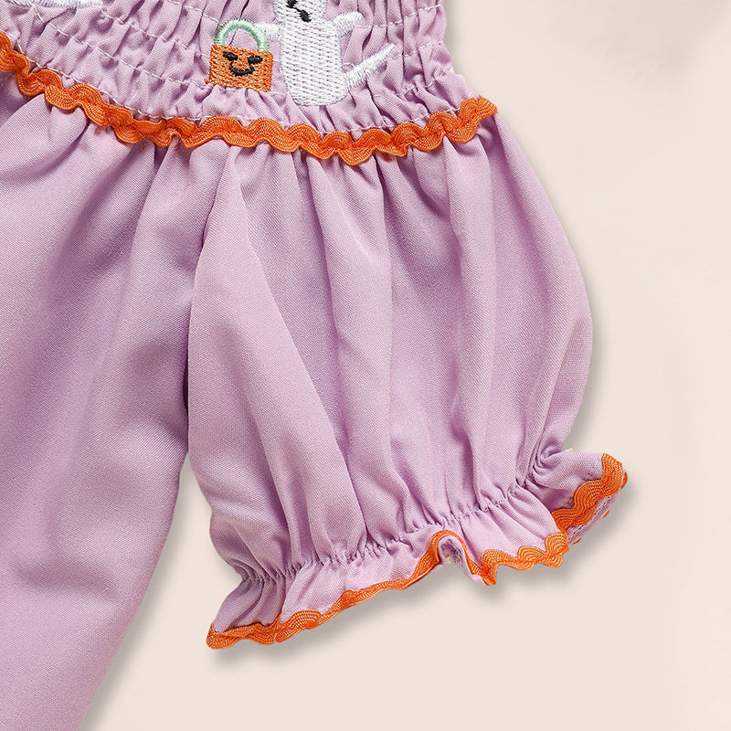 Baby Girl Halloween Dress – Ghost Embroidery with Headband Costume
