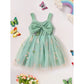 Toddler Girls Sleeveless Floral Tulle Dress – Bowknot Strap Princess Sundress