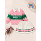 Toddler Girls 2-Piece Outfit – Colorblock Letter Print Sweatshirt & Pleated Skirt Set