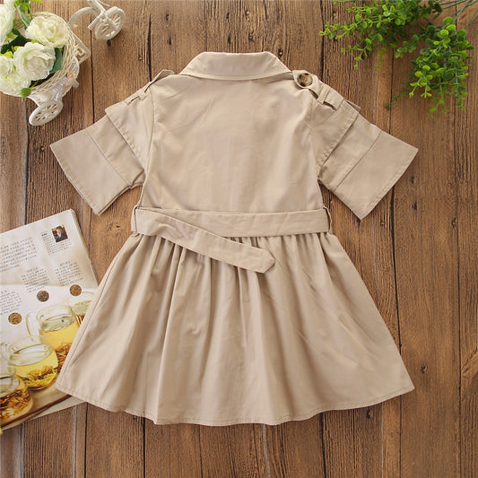 Kids Summer Korean Style Clothing – Beige Shirt & Girls' Dress for Medium to Large Children