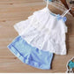 Girls' Summer Clothing Set – Big Bow T-Shirt & Shorts for Kids